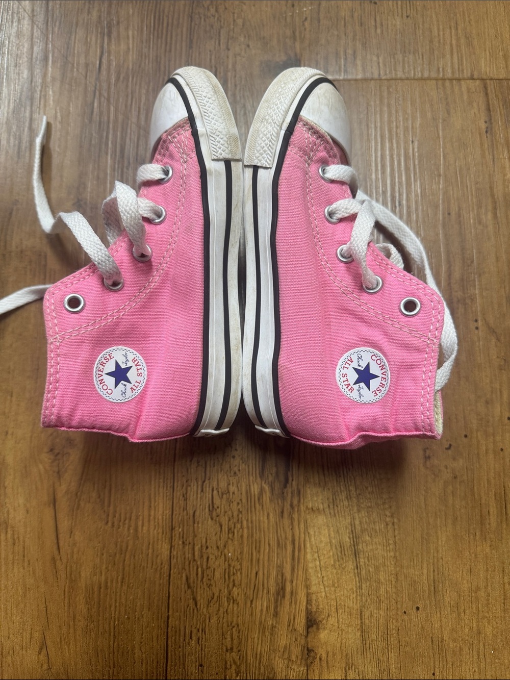 Kids-Converse High Top Sneakers - Pink with White Accents - Picture 4 of 5